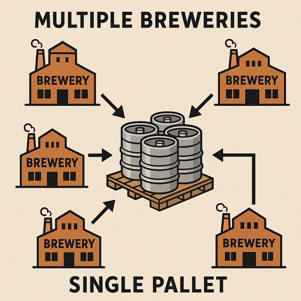 Illustration showing multiple breweries collaborating